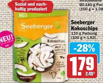 Hit Seeberger Kokoschips 110g Packung Angebot