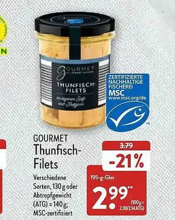 Aldi Nord Gourmet Thunfisch-filets Angebot