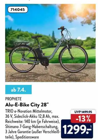 Aldi Nord Prophete Alu-e-bike City 28 Angebot