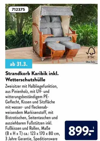 Aldi Nord Strandkorb Karibik Inkl. Wetterschutzhülle Angebot