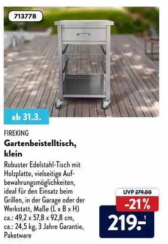 Aldi Nord Fireking Gartenbeistelltisch Klein Angebot