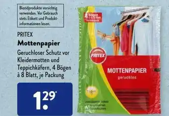 Aldi Süd Pritex Mottenpapier Angebot