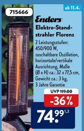 Aldi Süd Enders Elektro-standstrahler Florenz Angebot