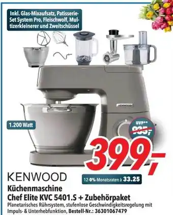 dodenhof Kenwood Küchenmaschine Chef Elite Kvc 5401.s + Zubehörpaket Angebot