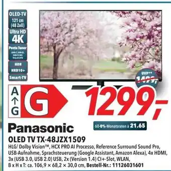 dodenhof Panasonic Oled Tv Tx-48jzx1509 Angebot