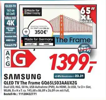 dodenhof Samsung Qled Tv The Frame Gq65ls03aauxzg Angebot