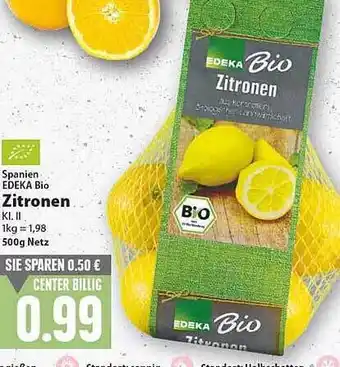 E-Center Spanien Edeka Bio Zitronen Angebot