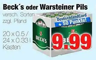 Edeka Scherer Beck's Oder Warsteiner Pils Angebot