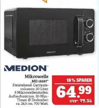 Marktkauf Medion Mikrowelle „md 18687” Angebot