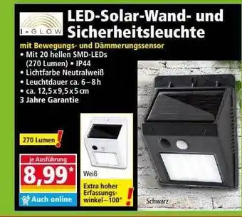 Norma Led-solar-wand- Und Sicherheitsleuchte Angebot