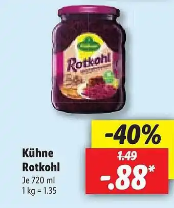 Lidl Kühne Rotkohl Angebot