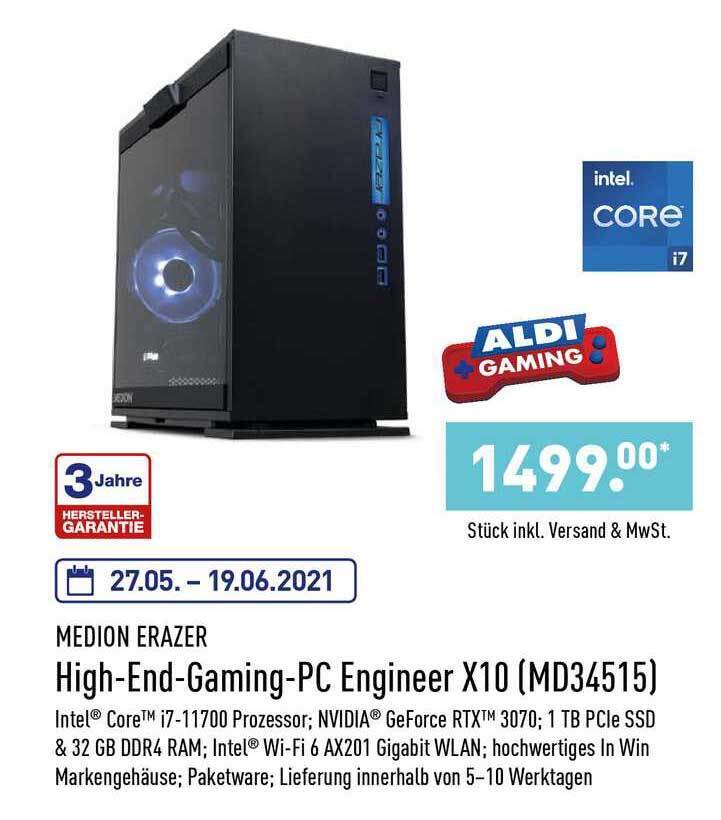 Medion Erazer High End Gaming Pc Engineer X10 (md34515) Angebot bei