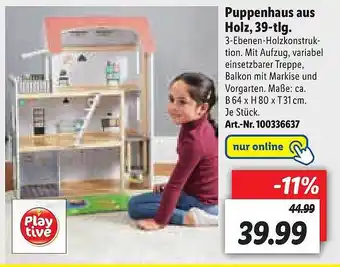 Lidl Puppenhaus Aus Holz 39-tlg Playtive Angebot