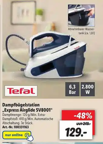 Lidl Tefal Dampfbügelstation „express Airglide Sv8001” Angebot