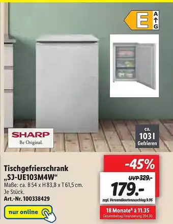 Lidl Tischgefrierschrank „sj-ue103m4w” Sharp Angebot