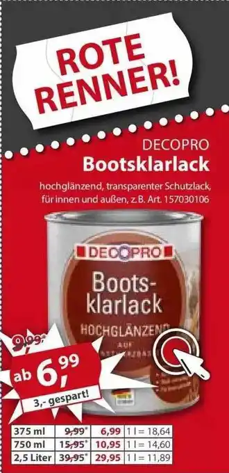 Sonderpreis Baumarkt Decopro Bootsklarlack Angebot