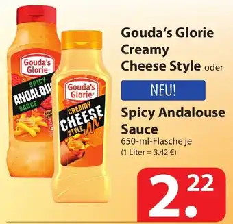 Famila Nord Ost Gouda's Glorie Creamy Cheese Style oder Spicy Andalouse Sauce 650ml Flasche Angebot