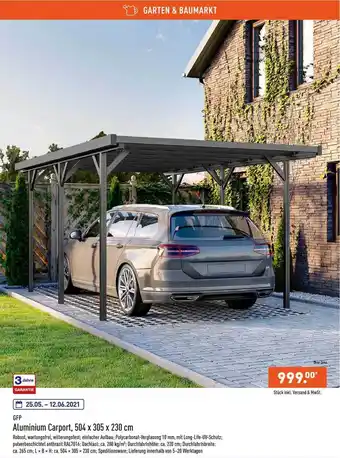 Aldi Nord Gfp Aluminium Carport, 504 X 305 X 230 Cm Angebot