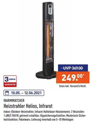 Aldi Nord Warmwatcher Heizstrahler Helios, Infrarot Angebot