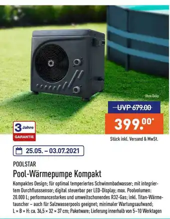 Aldi Nord Poolstar Pool Wärmepumpe Kompakt Angebot