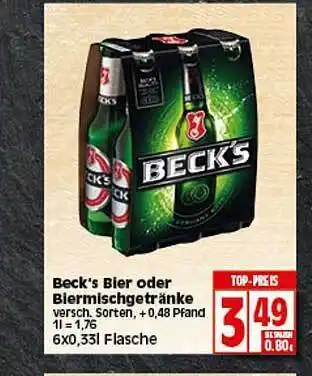 Elli Markt Beck's Bier Oder Biermischgetränke 6x0,33L Angebot