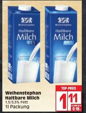 Edeka Weihenstephan Haltbare Milch 1L Angebot