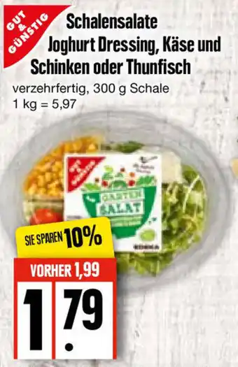 Edeka Gut & Günstig Schalensalate Joghurt Dressing, Käse und Schinken oder Thunfisch 300g Schale Angebot