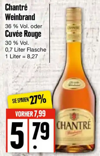 Edeka Chantré Weinbrand oder Cuvée Rouge 0,7L Flasche Angebot