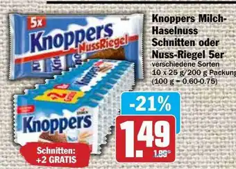 Hit Knoppers Milch-haselnuss Schnitten Oder Nuss-riegel 5er Angebot