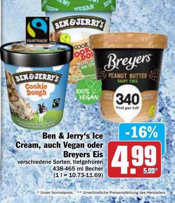 Ben & Jerry's Ice Cream, Auch Vegan Oder Breyers Eis Angebot bei Hit