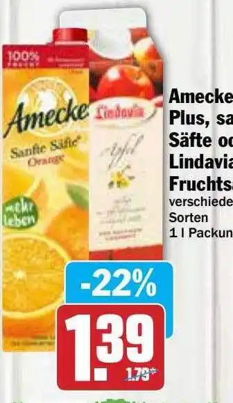 Hit Amecke Plus, Sanfte Säfte Oder Lindavia Fruchtsäfte Angebot