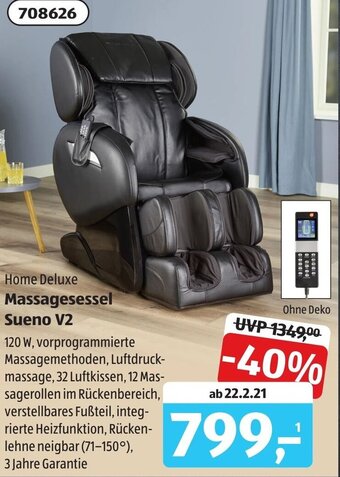 Aldi Süd Home Deluxe Massagesessel Sueno V2 Angebot