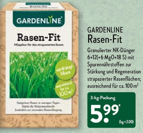 Gardenline Rasen Fit 3kg Packung Angebot bei Aldi Nord