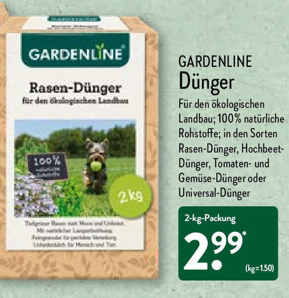 Gardenline Dnger 2kg Packung Angebot bei Aldi Nord