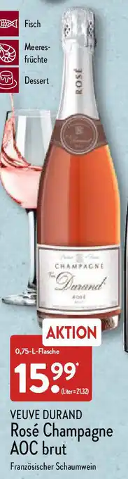 Aldi Nord Veuve Durand Rosé Champagne AOC brut 0,75L Flasche Angebot