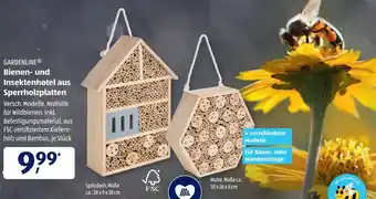 Aldi Süd Gardenline Bienen und Insektenhotel aus Sperrholzplatten Angebot