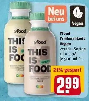 REWE Kaufpark Yfood Trinkmahlzeit Vegan Angebot