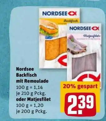 REWE Kaufpark Nordsee Backfisch Mit Remoulde Oder Matjesfilet Angebot