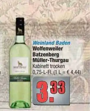 Profi Getränke Weinland Baden Wolfenweiler Batzenberg Müller-thurgau Angebot