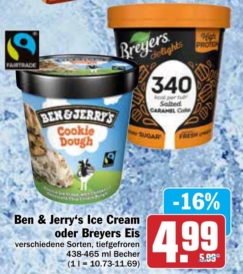 Ben & Jerry's Ice Cream oder Breyers Eis 438465ml Becher Angebot bei AEZ