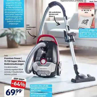 Aldi Süd Fakir Premium Power, TS 720 Super Silence Bodenstaubsauger Angebot