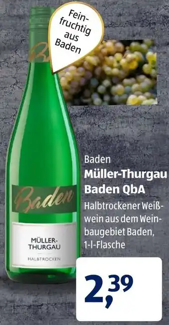 Aldi Süd Baden Müller Thurgau Baden QbA 1 L Angebot