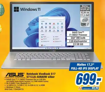 expert Octomedia Asus Notebook VivoBook S17 S712JA-AU680W silber Angebot