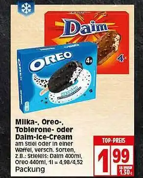 Elli Markt Milka-, Oreo-, Toblerone- Oder Daim-ice-cream Angebot