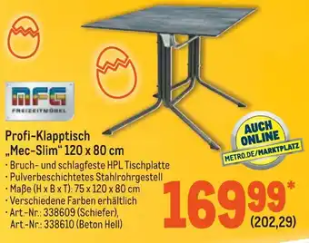 METRO MFG Profi Klapptisch Mec Slim 120 x 80 cm Angebot