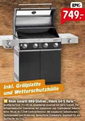 Raiffeisen Markt Rösle Gasgrill Bbq-station „videro G4-s Vario“ Angebot