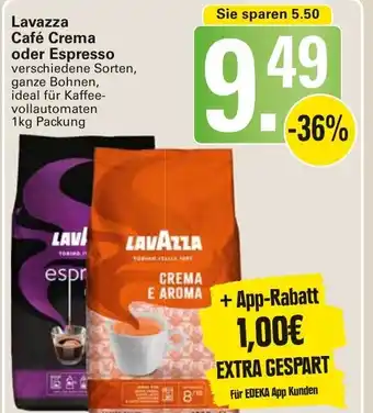 WEZ Lavazza Café Crema oder Espresso 1kg Packung Angebot