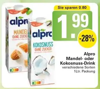 WEZ Alpro Mandel oder Kokosnuss Drink 1L Packung Angebot