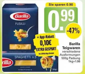 WEZ Barilla Teigwaren 500g Packung Angebot