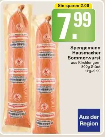 WEZ Spengemann Hausmacher Sommerwurst 800g Angebot